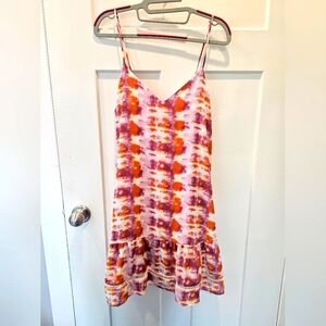 Pink Lily Tie-Dye Swing Dress – Medium – Adjustable Straps & Tiered Hem